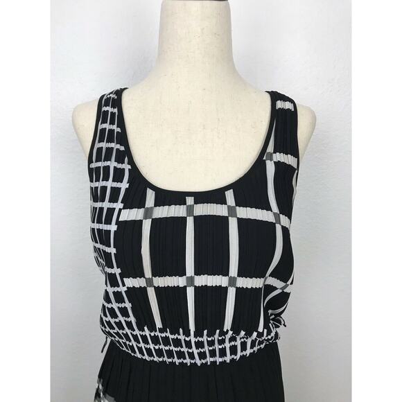 Michael Michael Kors Plaid Pleated Midi Tank Dress Lined FLAWS - Picture 2 of 12